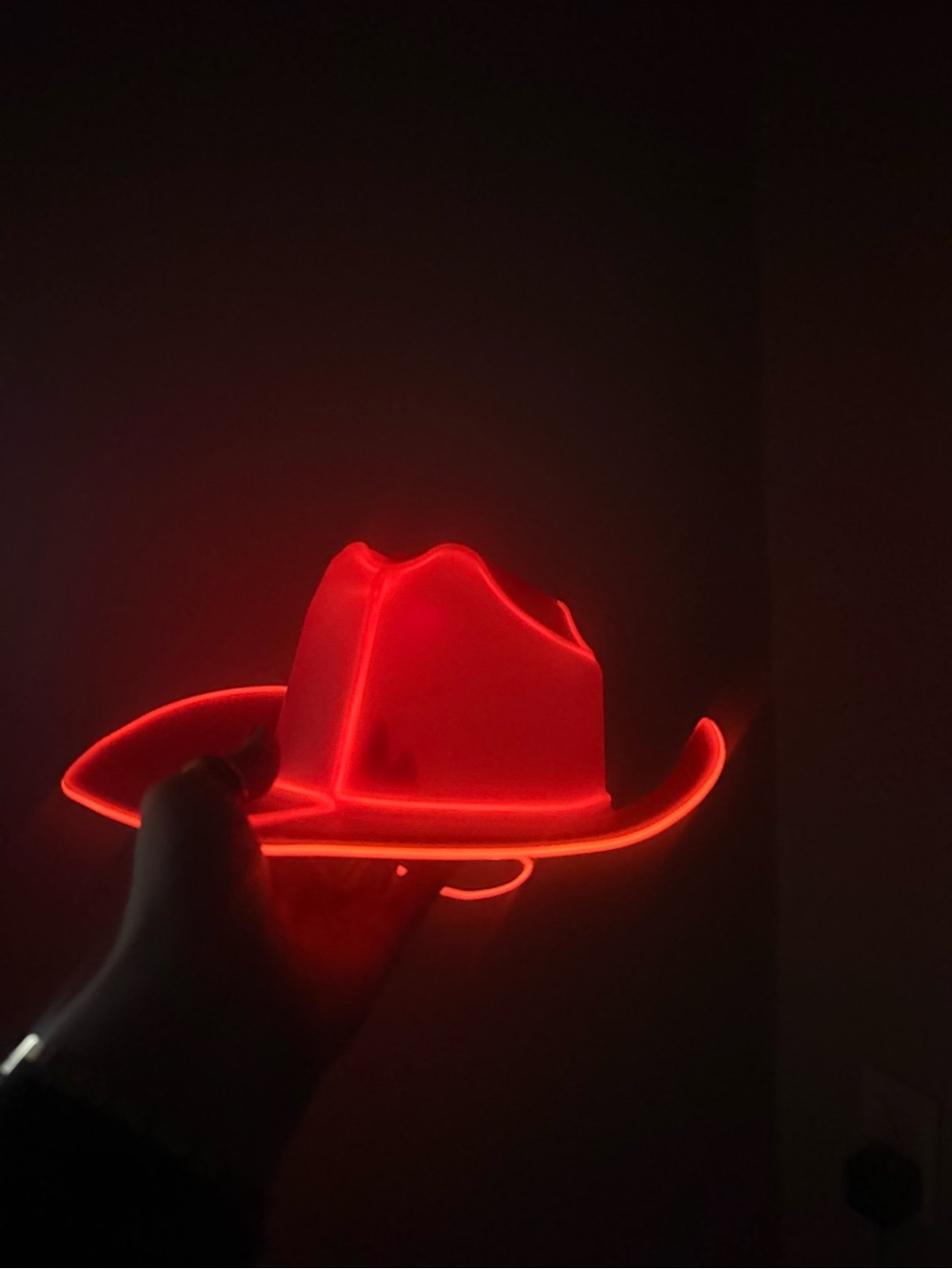 LED Red Cowboy Hat Accent Light for Men